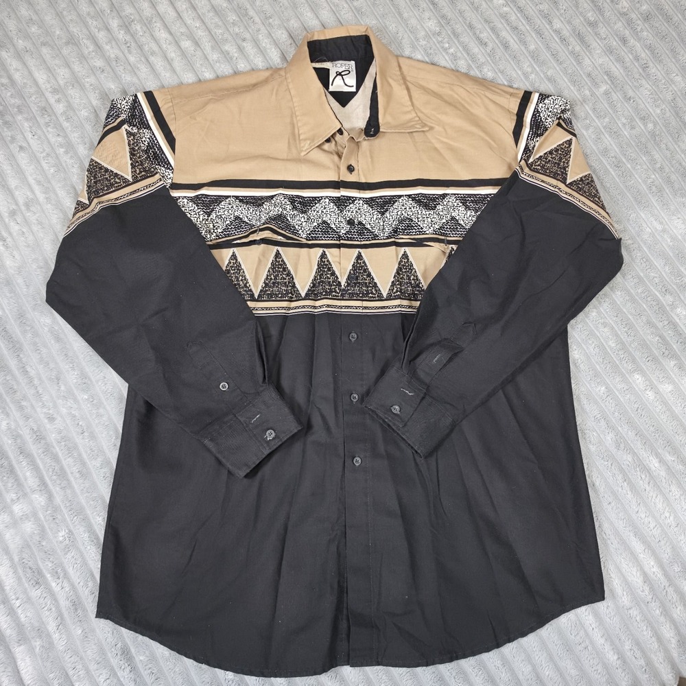 Roper Shirt Mens XL Western Pearl Snap Aztec Southwest Long Sleeve Navajo vtg
